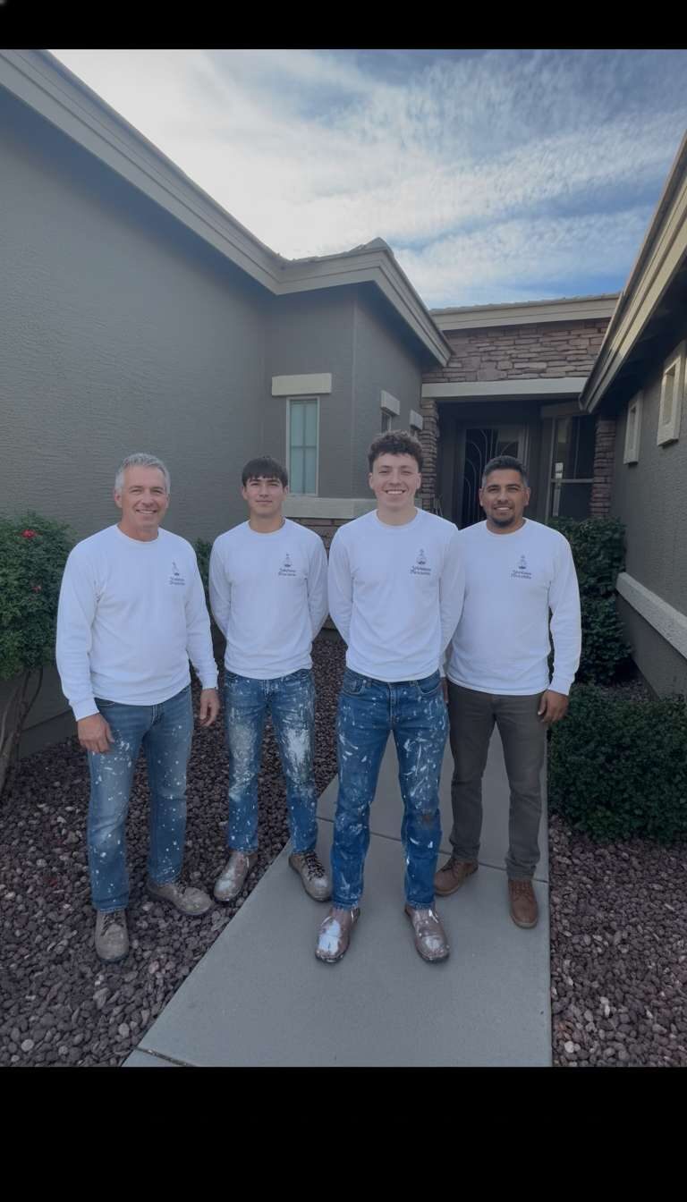 The SLW Painting crew in front of a freshly painted Arizona home