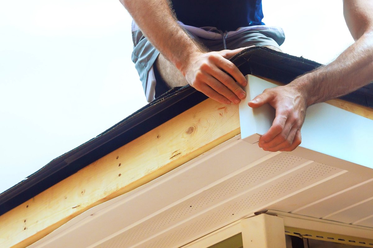 Fascia board replacement being installed