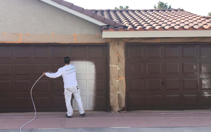 Freshly repainted garage doors