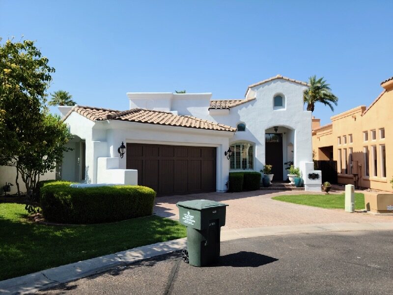 Spanish-style home with crisp white stucco